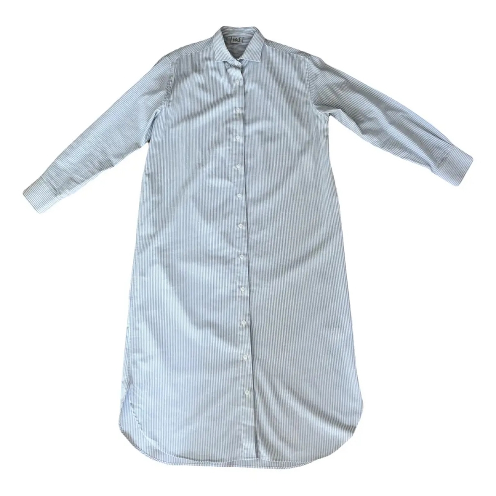 Vtg 90's Banana Republic Blue/White Pinstriped ButtonUp Shirt Dress Womens SM